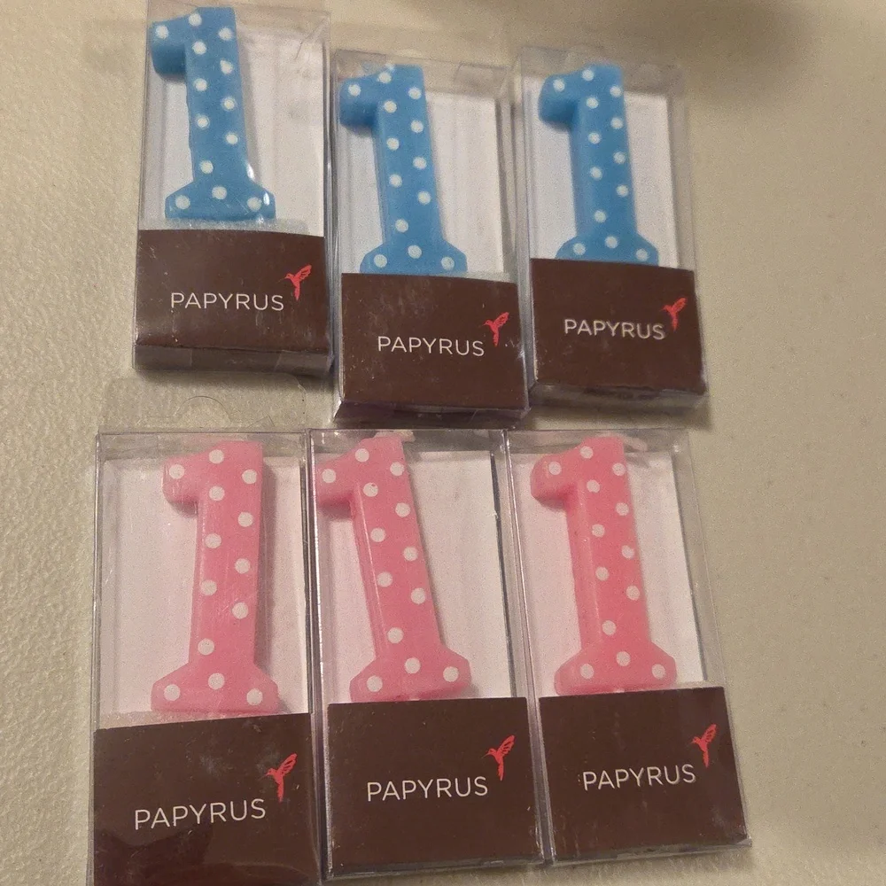 New PAPYRUS #1 Pastel Pink & Pastel Blue Candles